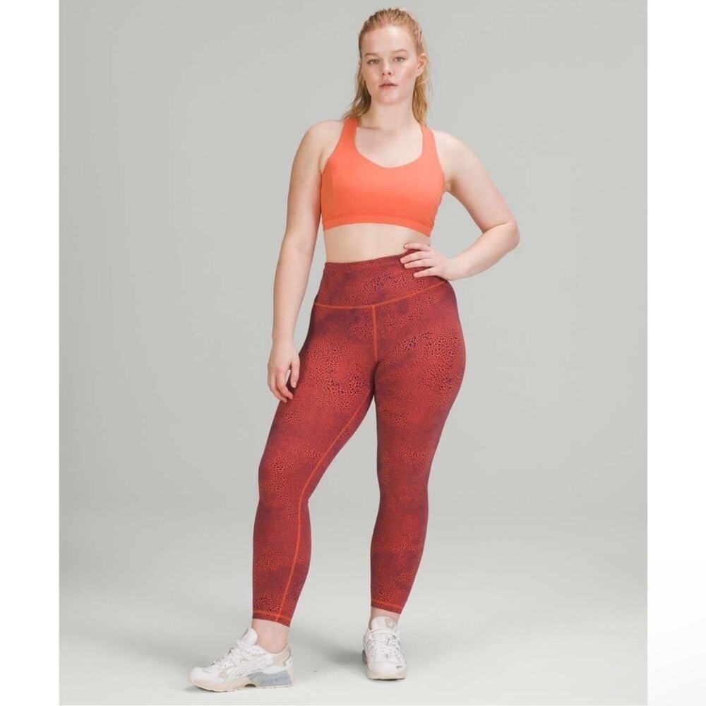 Lululemon Wunder Train Crackle Orange High Rise 22" Leggings - Size 6 gym yoga